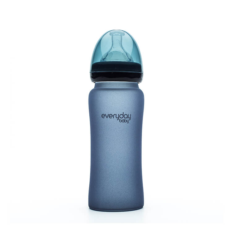 寬口徑防護感溫玻璃奶瓶300ml 黑